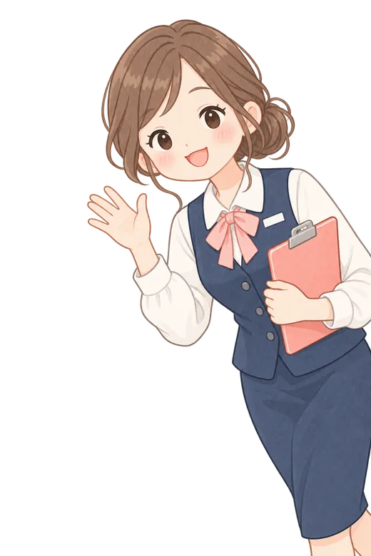 こちらを案内するハナケンの医療事務キャラクター